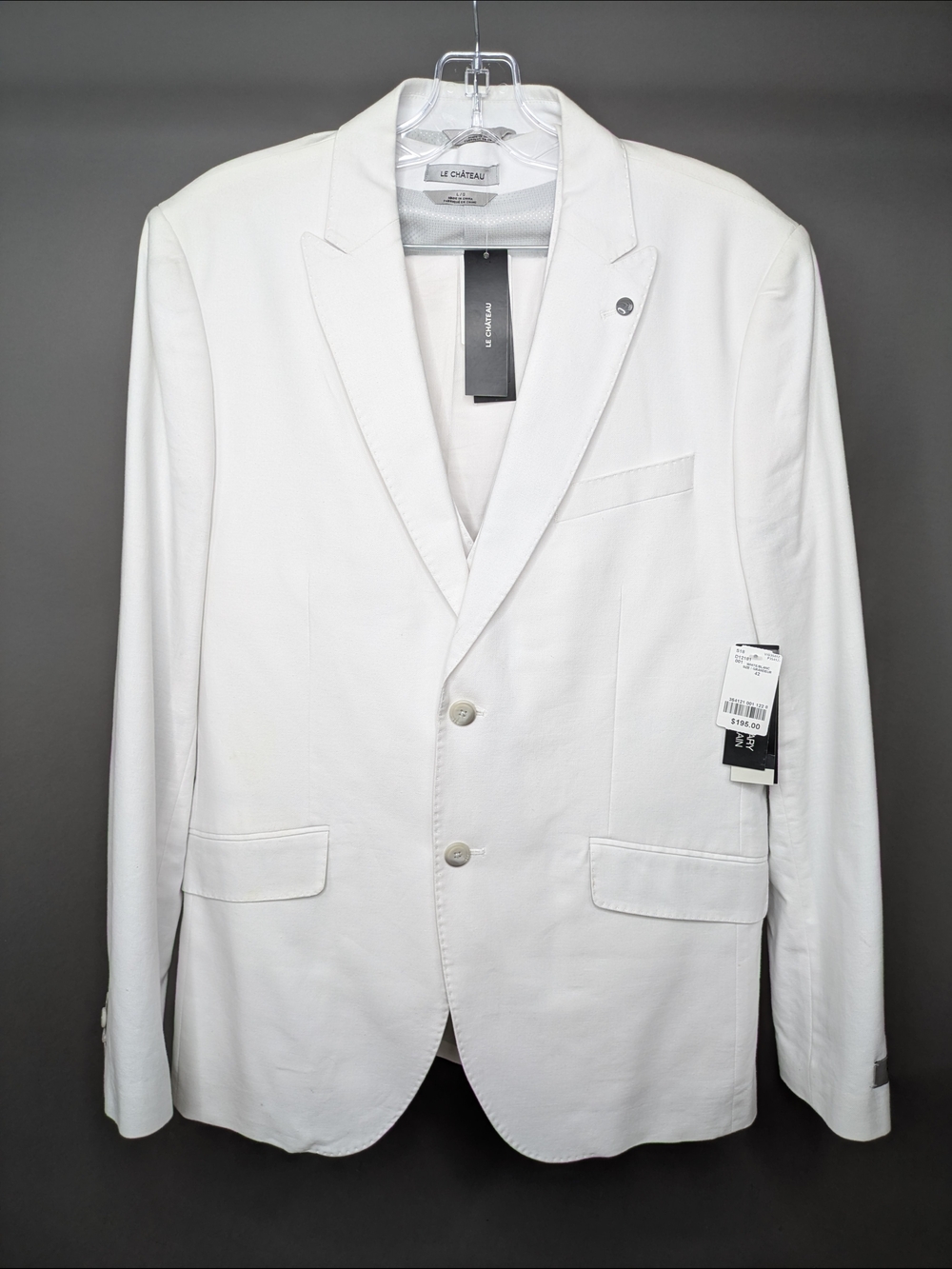 Le Chateau White Two-Button Suit, Blazer, Vest And Two Pants 36 & 33